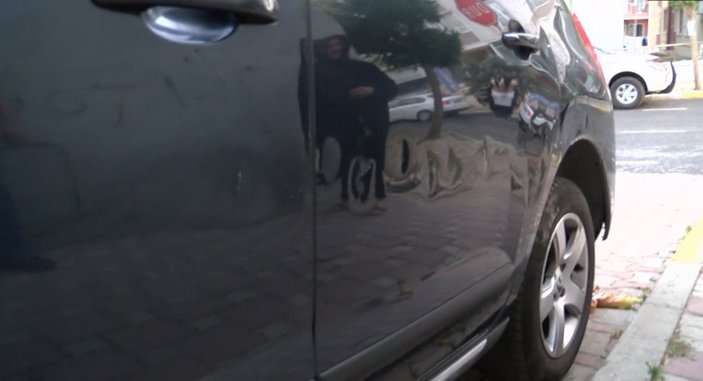 Çekmeköy'de boynuz darbeleriyle otomobile zarar veren keçi