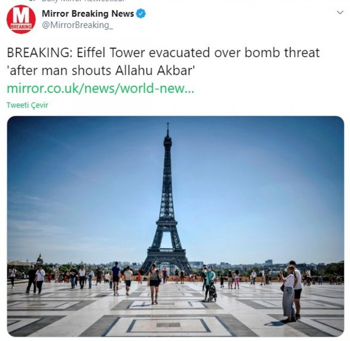 İngiliz medyası Eyfel Kulesi'ndeki bomba tehdidini Müslümanların üzerine yıkmaya çalıştı
