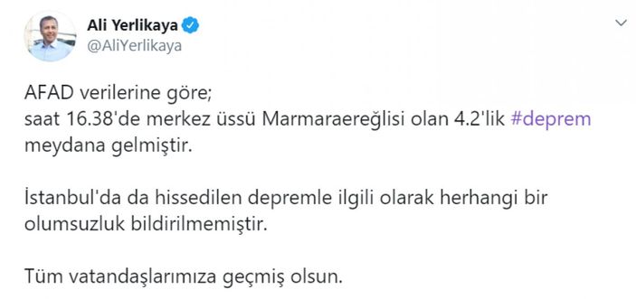 İstanbul Valiliği'nden deprem sonrası ilk açıklama