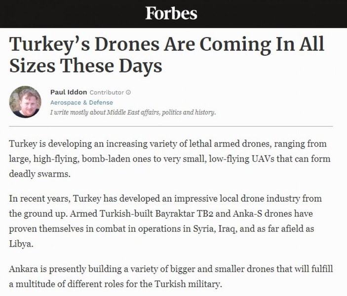 Türk drone'larının başarısı Forbes’un gündeminde