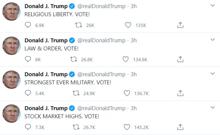 ABD Başkanı Donald Trump, peş peşe tweet'ler attı