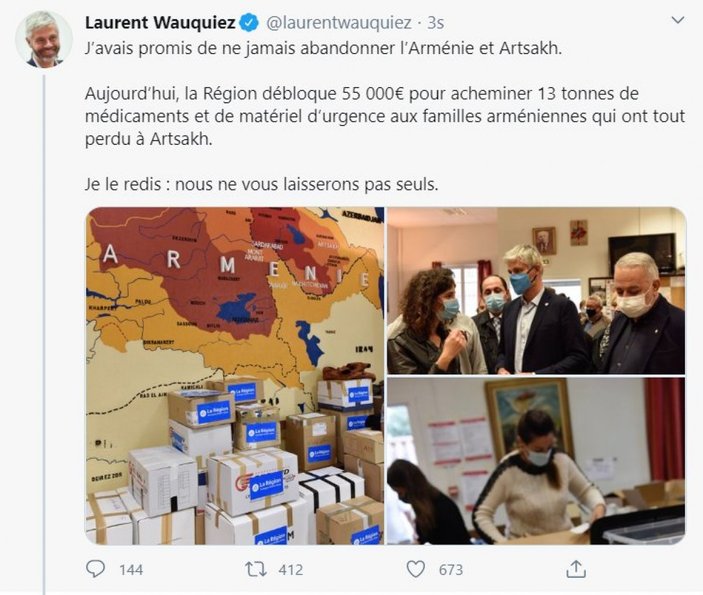 Fransızlardan skandal Ermenistan haritası paylaşımı