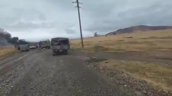 Ermenistan askerleri konvoyu bırakıp kaçtı
