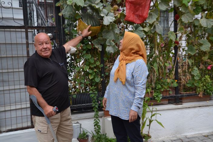 i 3 ay önce ektiği kabağın boyu 120 metreyi buldu