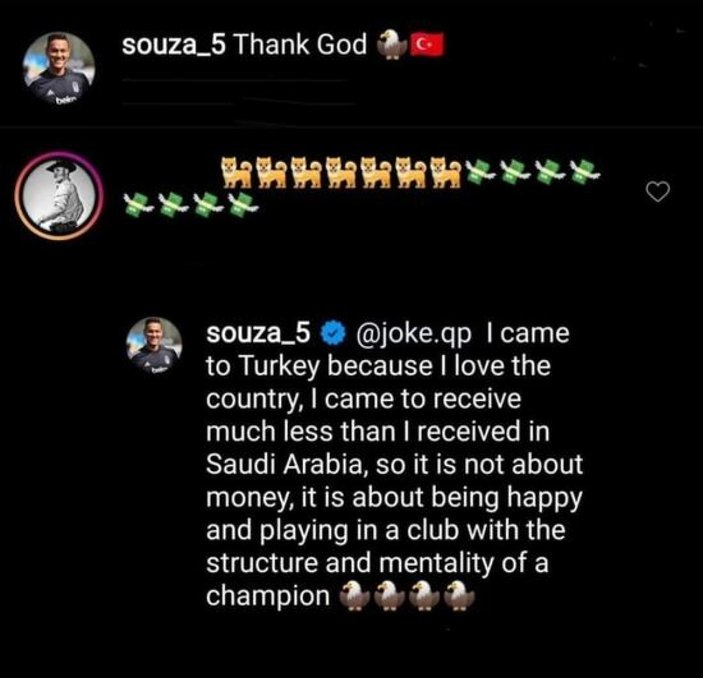 Josef de Souza: Beşiktaş'a para için gelmedim