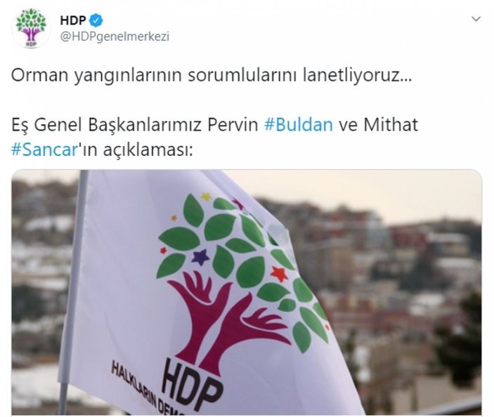 Hatay'daki yangına ilişkin HDP'den kınama