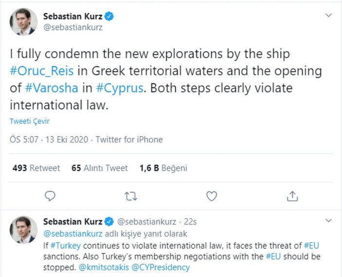 Avusturya Başbakanı Sebastian Kurz, Türkiye'yi tehdit etmeye kalktı