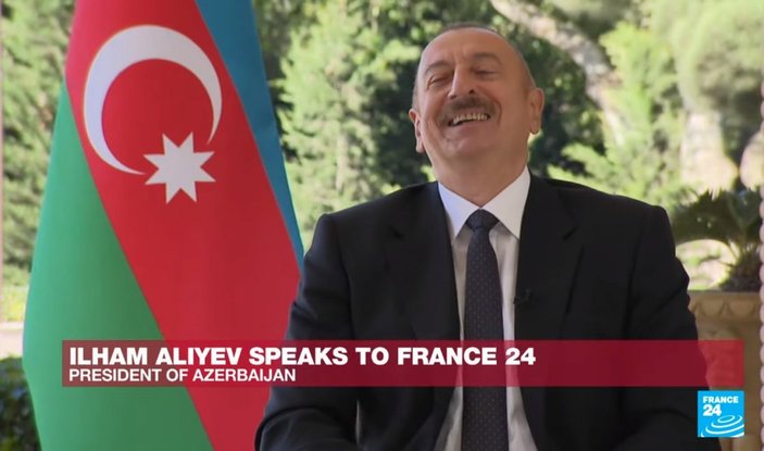 Fransız sunucunun drone sorusu İlham Aliyev'i güldürdü