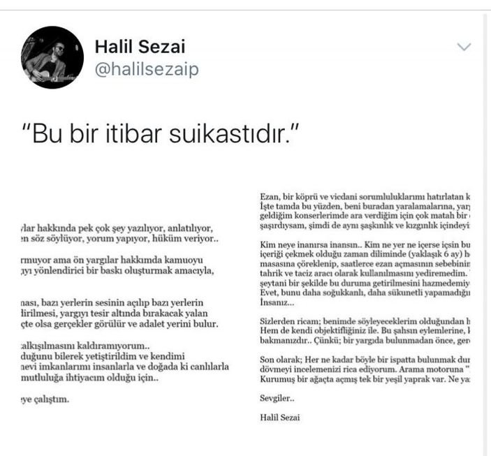 Halil Sezai'den yeni açıklama: Bu bir itibar suikastıdır
