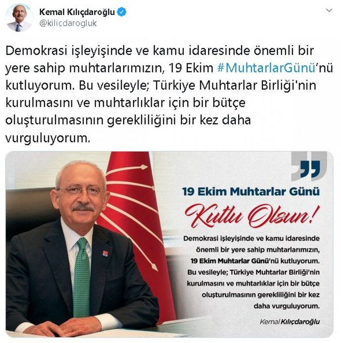 Kılıçdaroğlu: Türkiye Muhtarlar Birliği kurulmalı