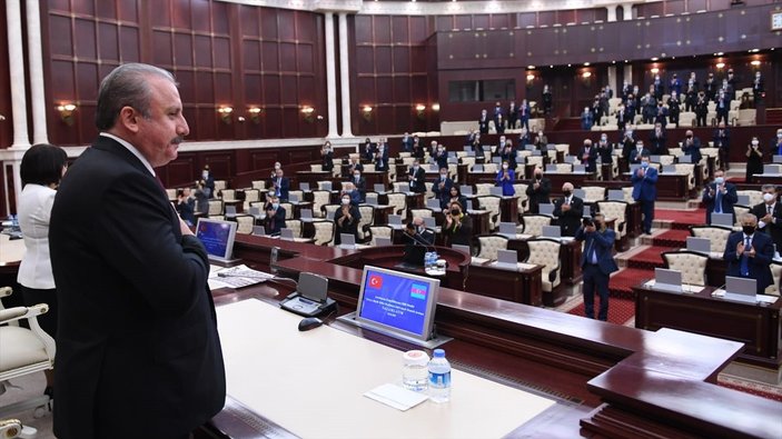 TBMM Başkanı Mustafa Şentop, Azerbaycan Milli Meclisi'ne hitap etti