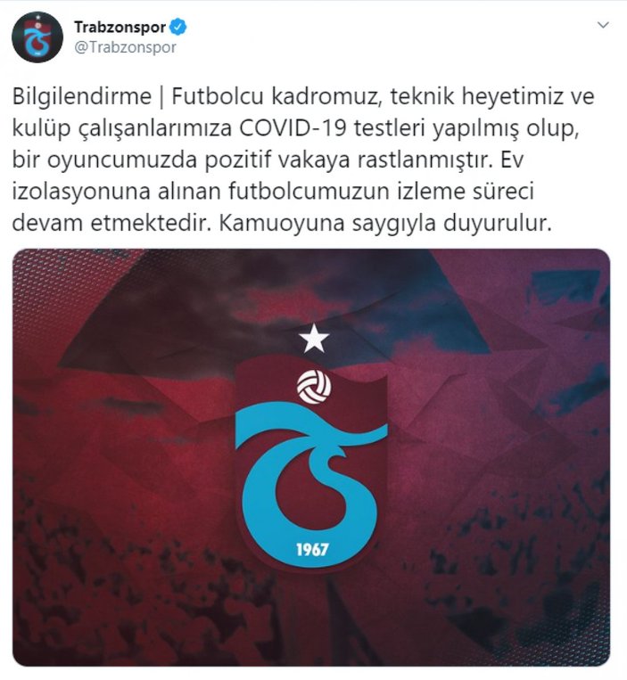 Trabzonspor'da 1 futbolcu daha koronavirüse yakalandı