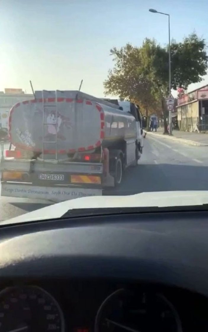 Küçükçekmece'de trafiği tehlikeye sokan tanker sürücüsü