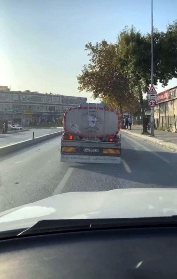 Küçükçekmece'de trafiği tehlikeye sokan tanker sürücüsü