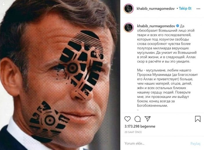 Khabib Nurmagomedov'dan Macron paylaşımı