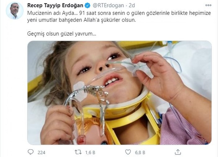 Cumhurbaşkanı Erdoğan’dan Ayda bebek paylaşımı