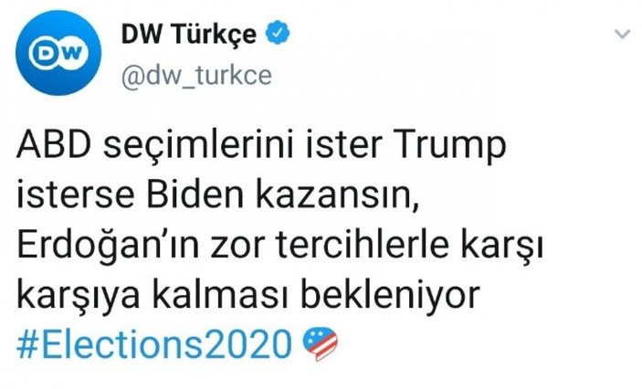 Deutsche Welle'den ABD seçimlerinde Erdoğan paylaşımı