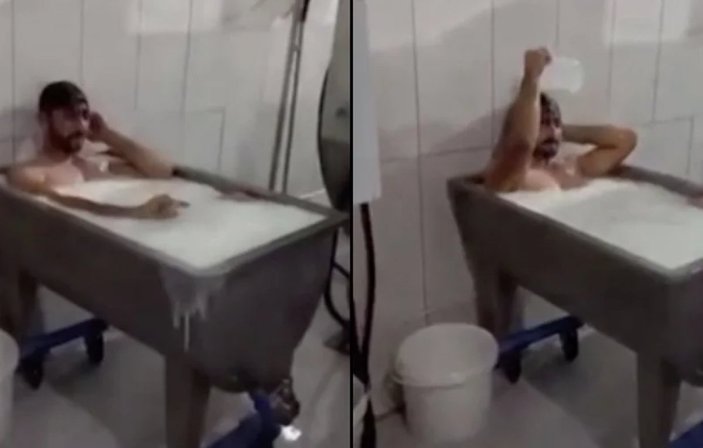 Konya'da süt fabrikasında kazanın içinde banyo yaptı