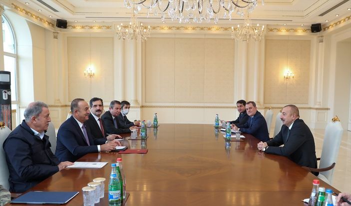 d Mevlüt Çavuşoğlu ve Hulusi Akar, İlham Aliyev ile görüştü