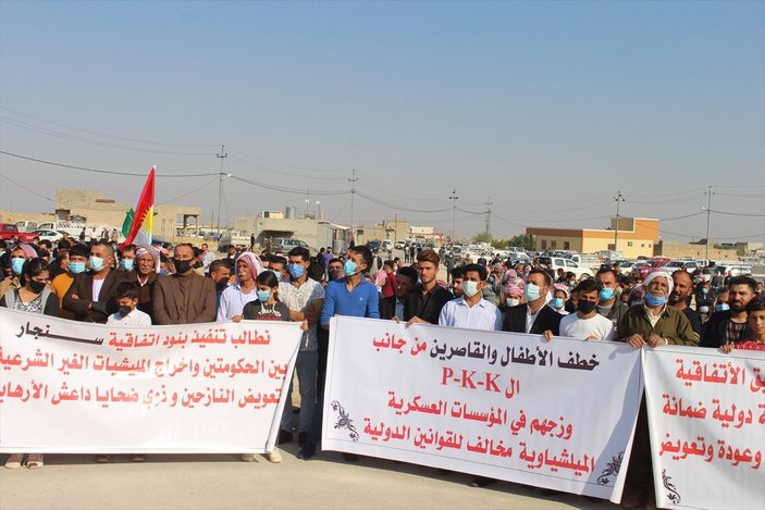 Irak'ta Ezidiler, PKK'ya karşı gösteri düzenledi