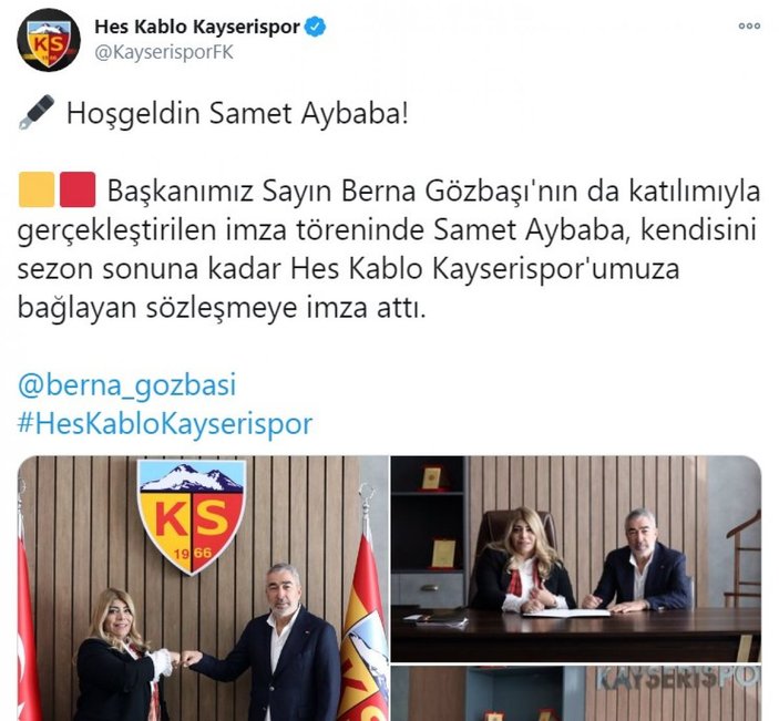 Samet Aybaba resmen Kayserispor'da