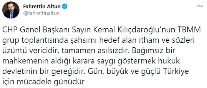 Fahrettin Altun: Kılıçdaroğlu'nun şahsımı hedef alan sözleri asılsızdır