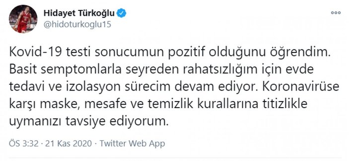 TBF Başkanı Hidayet Türkoğlu koronavirüse yakalandı