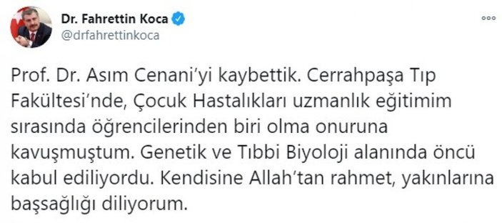 Asım Cenani hayatını kaybetti.