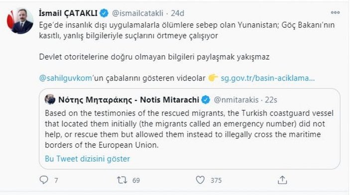 Türkiye'den Yunan bakanın iddialarını çürüten cevap