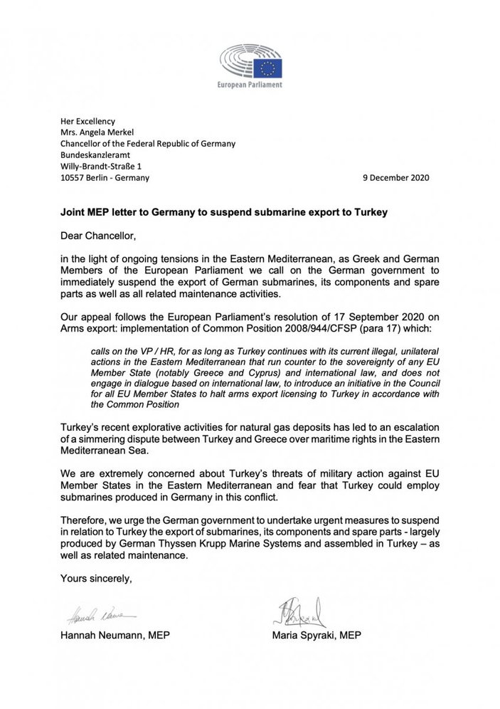 Avrupa Parlamentosu üyelerinden Angela Merkel'e Türkiye karşıtı mektup