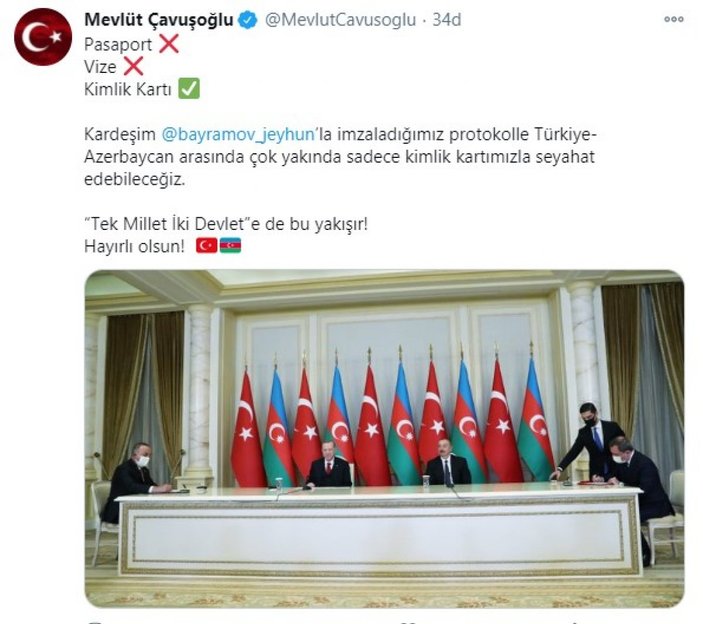 Türkiye-Azerbaycan arasında vizeler kalkıyor