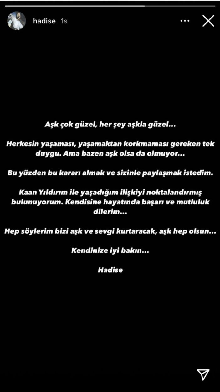 Hadise ile Kaan Yıldırım ayrıldı