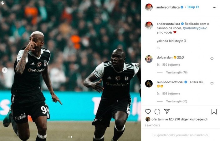 Anderson Talisca'dan Beşiktaş paylaşımı