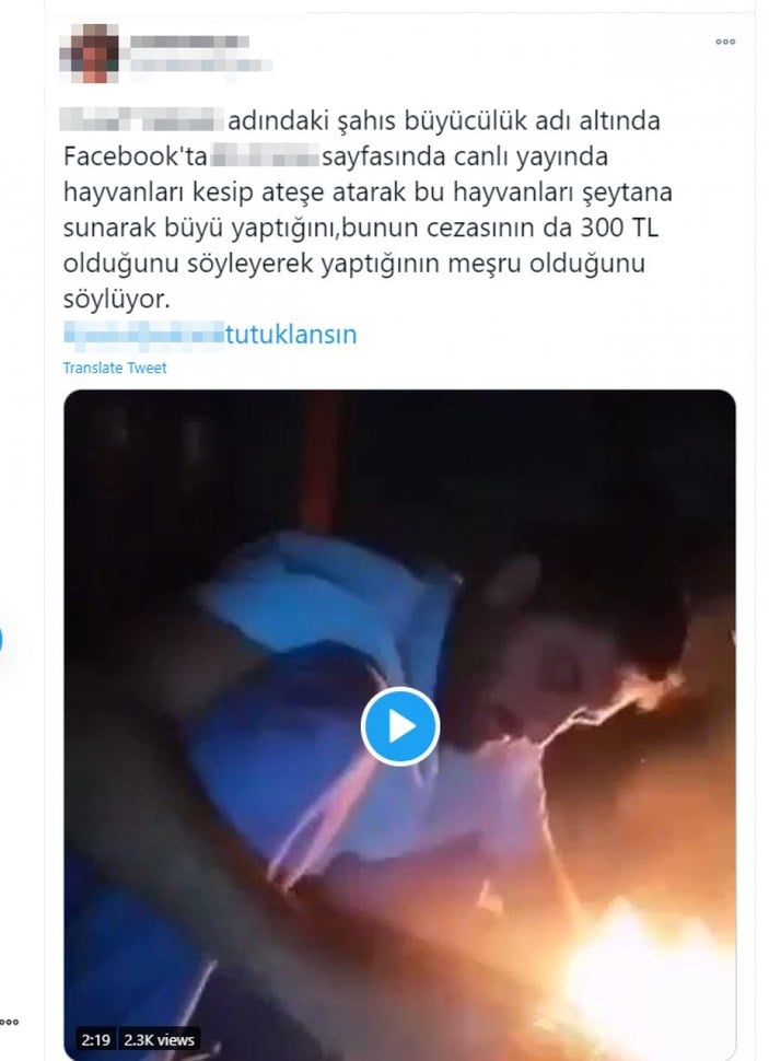 Adana'da tavuğun boğazını kesip, ateşe attı