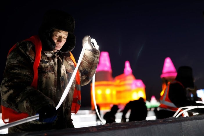 Çin'de kış festivali hazırlığı
