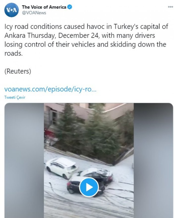 Ankara'daki kaygan yollar dünya basınında alay konusu oldu
