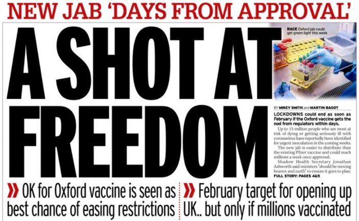 İngiliz basınında aşı manşetleri