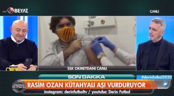 Rasim Ozan Kütahyalı, canlı yayında koronavirüs aşısı oldu
