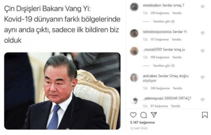 Çinli Bakan Vang Yi ile Serdar Ortaç benzerliği görenleri şaşırttı
