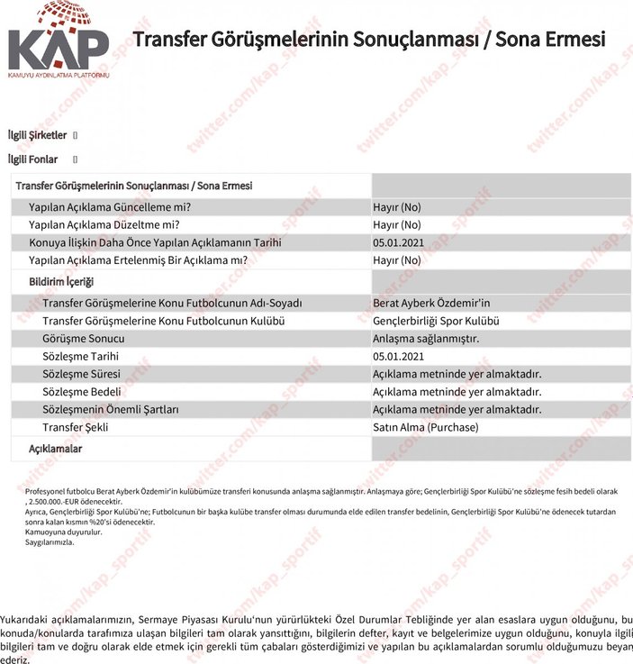 Trabzonspor, Berat Özdemir ile anlaştı
