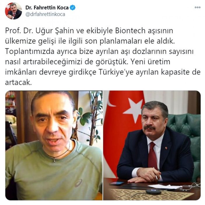 Fahrettin Koca: Uğur şahin ve ekibiyle görüştük