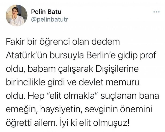 Pelin Batu, kendisine elit diyenlere cevap verdi