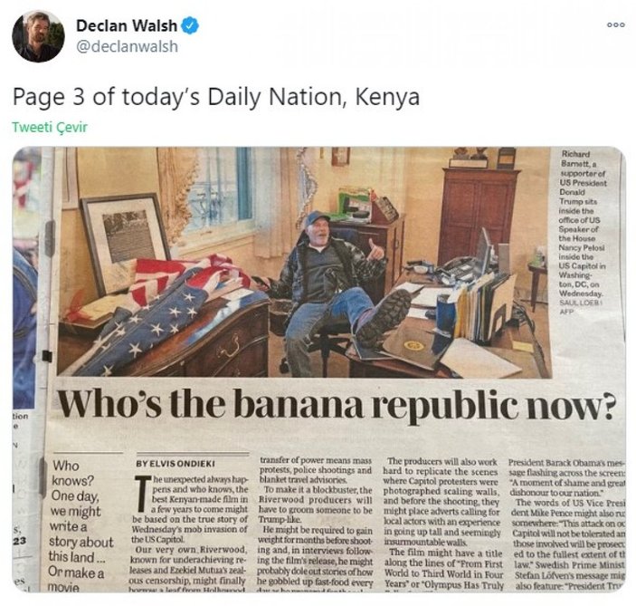 Kenya medyasından Amerika'ya: Muz Cumhuriyeti şimdi kim?