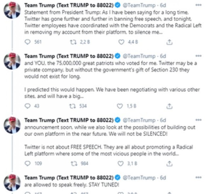 Trump'tan Twitter'a: Bizi susturamayacaksınız