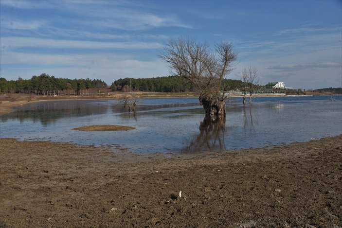 Pelitözü Göleti'nde yağış azlığı nedeniyle su 30 metre çekildi