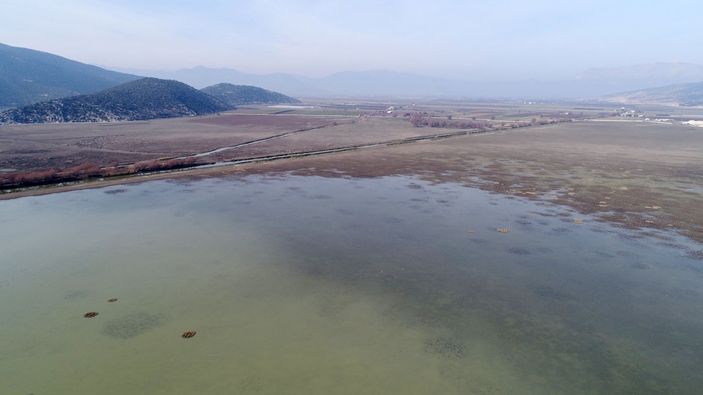 d Antalya'da kuruyan Avlan Gölü, koyun ve keçi sürülerine kaldı