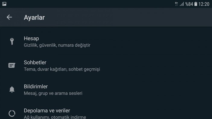 whatsapp hesap silme işlemi - hesap kısmı