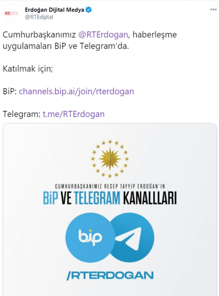 Cumhurbaşkanı Erdoğan BiP ve Telegram’da