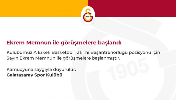 Galatasaray: Ekrem Memnun ile görüşmelere başlandı