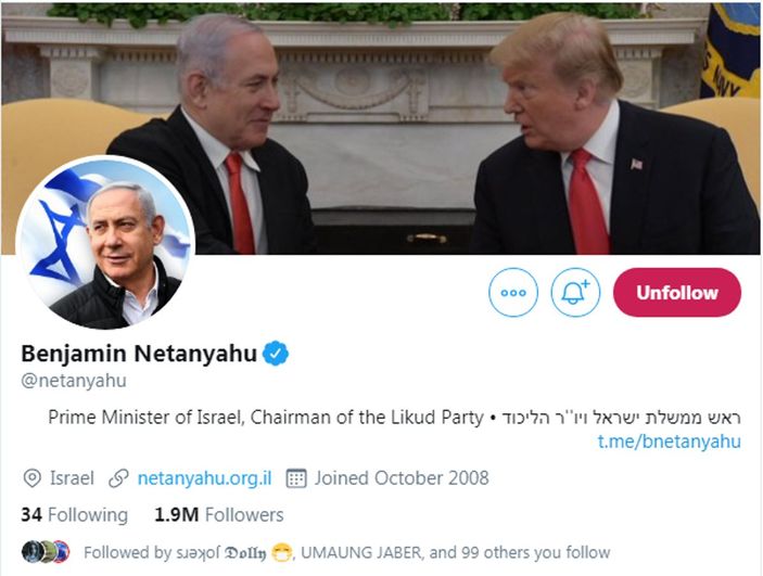 Netanyahu, Twitter hesabından Trump'ın fotoğrafını sildi